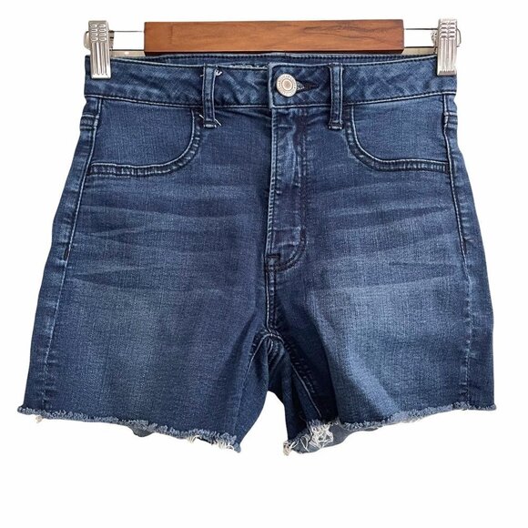 American Eagle Women's Cut Off Sky High Shortie Super Stretch Jean Short Size 2 - Picture 1 of 9